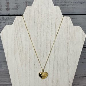 Gold Toned Heart Rhinestone Studded Women's Fashion Necklace
